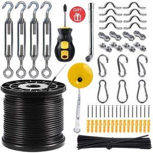 String Light Hanging Kit,Guide Wire for Outdoor String Lights, with 164 Ft Nylon